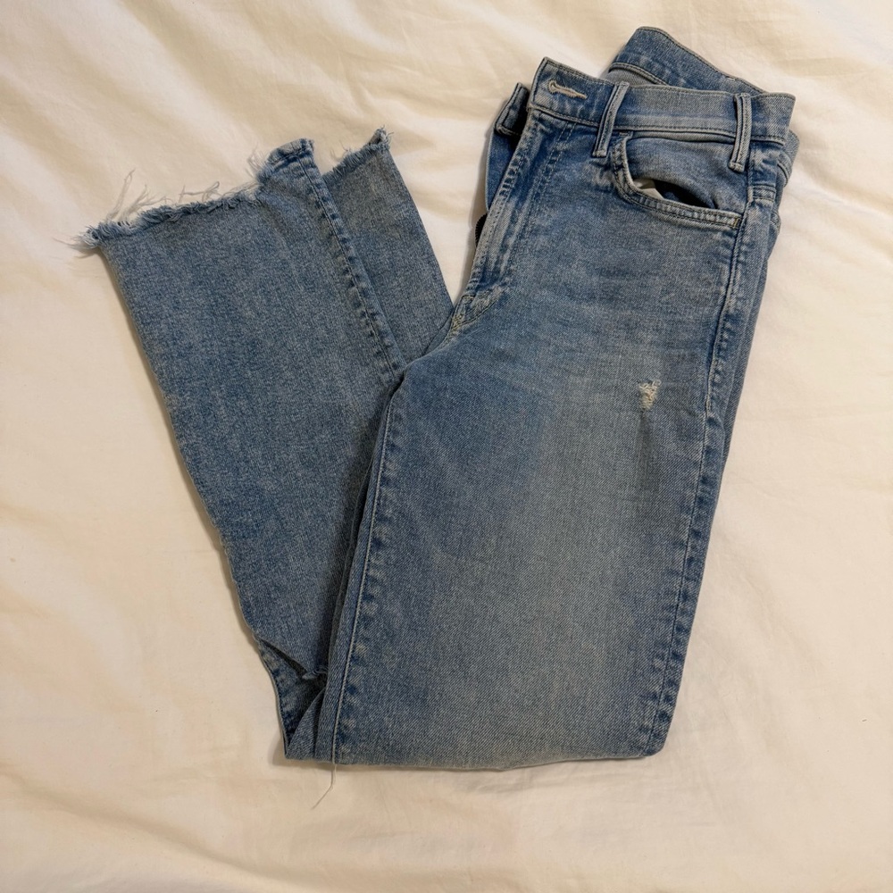 MOTHER Light Wash Hustler Ankle Chew Jeans Size 25